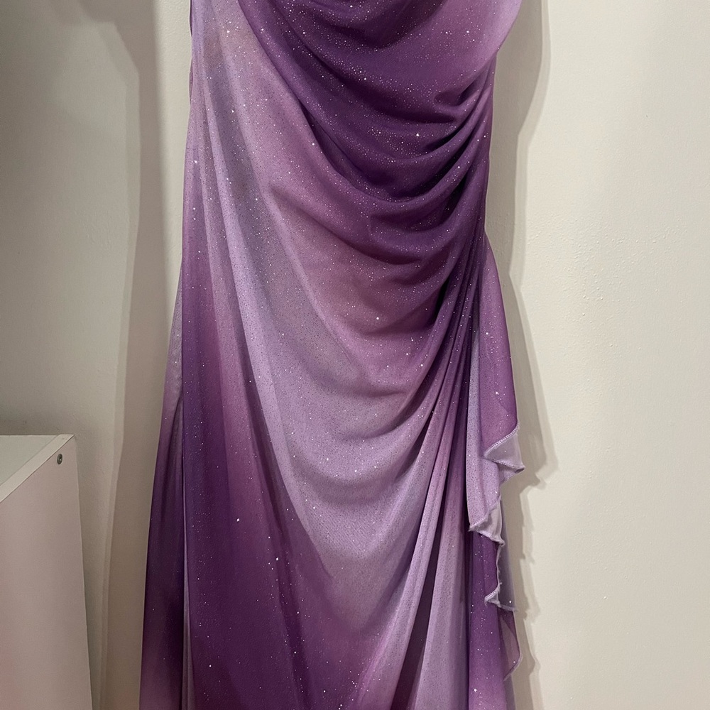 Purple sparkly strapless dress